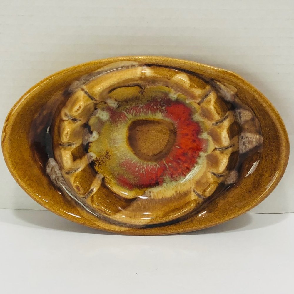 VTG Abstract CALIF USA 115‎ Ashtray Trinket Dish Lava Ceramic Retro Pottery
